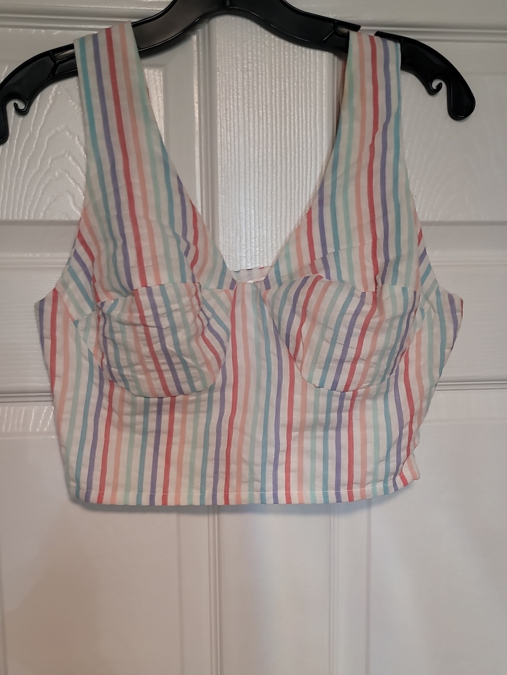 Pastel Multicolor Striped Crop Bustier Top - Women
